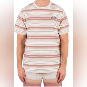 Hurley Men's Naturals Stripe Short Sleeve T-Shirt Phantom Rose Size XXL Earthy